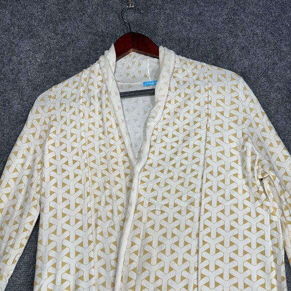 J. McLaughlin Sweater Womens XS Cardigan Open White Gold Print Cotton - Picture 4 of 9